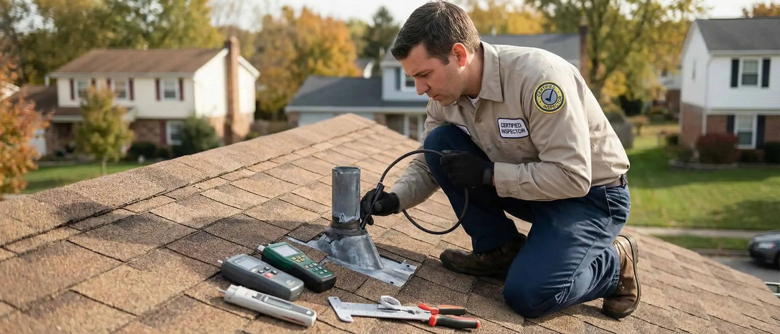 DreamHome HAAG certified inspector documenting storm damage on Northern Virginia roof