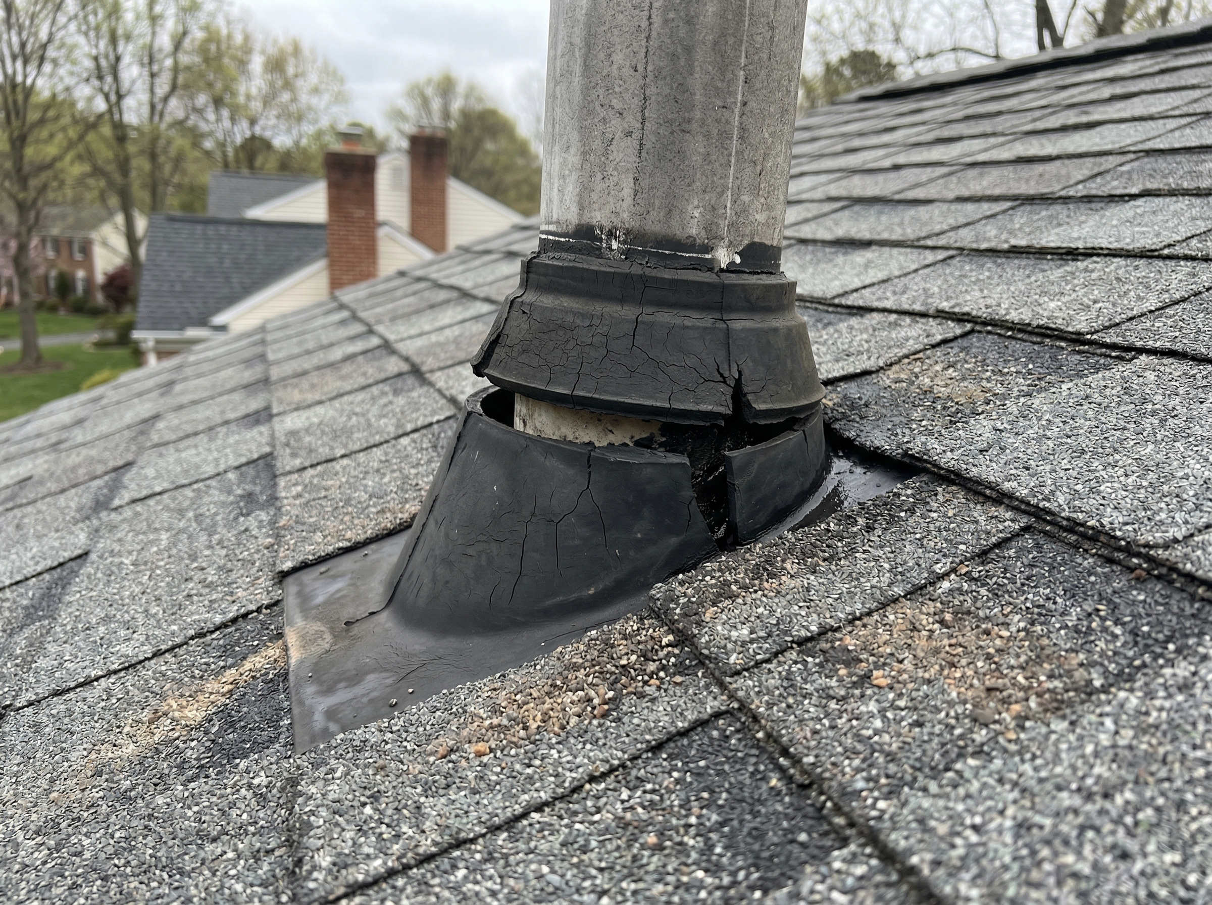 Failed pipe boot before